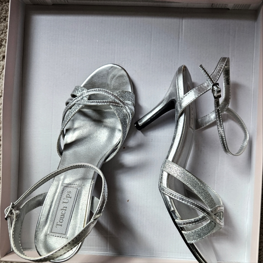 TOUCH UP silver glitter strappy sandals